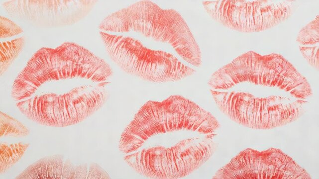 Colorful lipstick kisses on paper representing love and romance