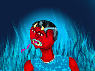 Diablito con flamas azules 