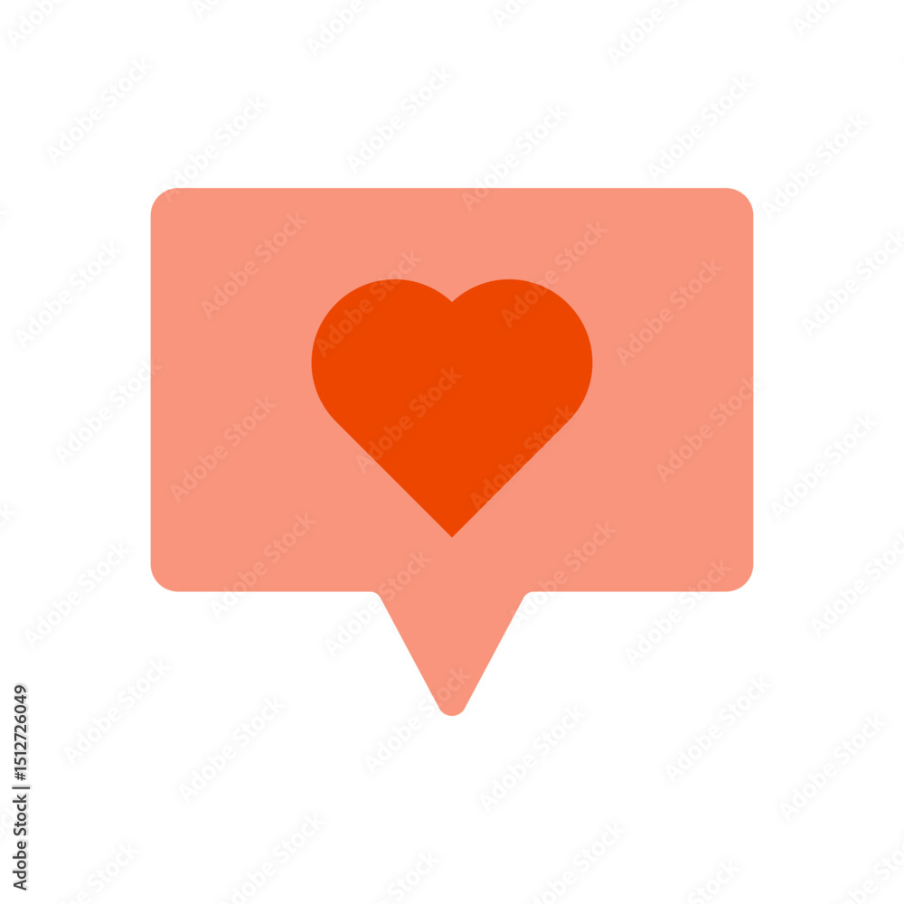Poster minimal style love notification with red heart inside rounded chat box on white background