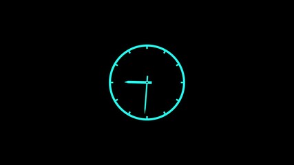  12 hour loop. Stopwatch animation .Clock spinning, watch animation on transparent background with alpha channel. Clock icon flat style 24 hours day fast speed with moving timer clock - Powered by Adobe
