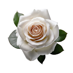 A beautiful peach and cream colored rose in full bloom.