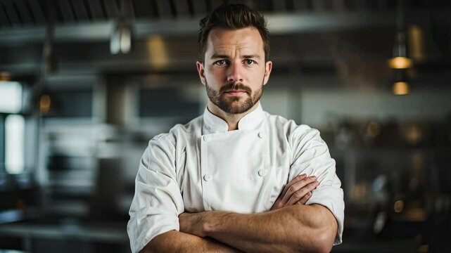Portrait of a Confident Chef in a Restaurant Kitchen