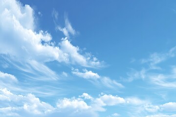 Fototapeta premium Beautiful Blue Sky With Fluffy White Clouds