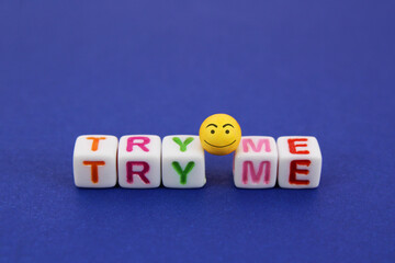 Leader with a happy face over the phrase TRY ME