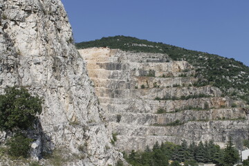 mountains with marble quarries in Botticino in northern Italy