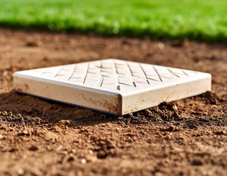 Baseball baseplate on dirt field