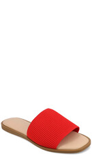 Stylish red slide sandals perfect for summer outings or casual indoor wear in warm weather