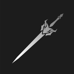 Futuristic Tribal Sword Silver Blade on Dark Background