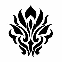 Abstract Tribal Tattoo Design Symmetrical Flame Pattern