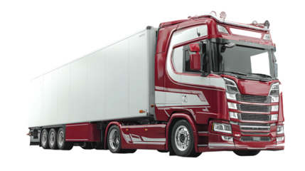 Red Semi Truck with White Trailer Transportation Logistics Freight Delivery Cargo Shipping
