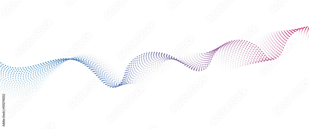 Poster Flowing Dot Wave halftone gradient pattern on transparent background
