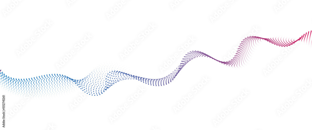 Poster Flowing Dot Wave halftone gradient pattern on transparent background