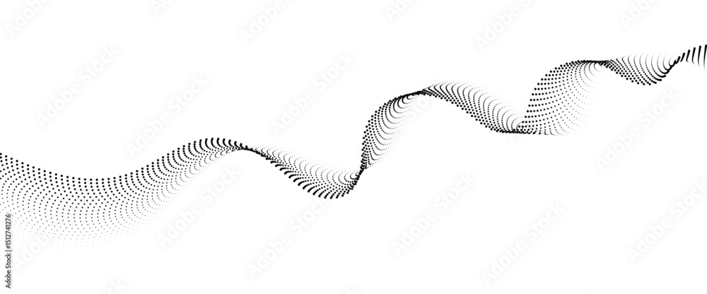 Leinwandbilder Flowing Dot Wave halftone gradient pattern on transparent background