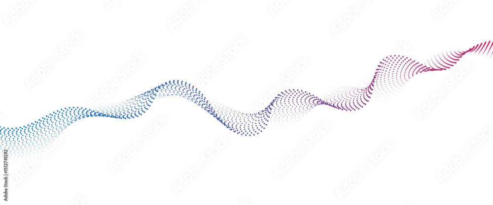 Poster Flowing Dot Wave halftone gradient pattern on transparent background
