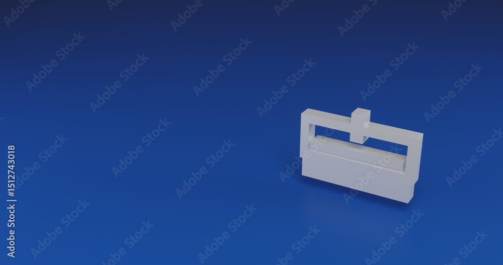 Poster isolated realistic white cnc machine symbol with shadow. located on the right side of the scene. 3d 
