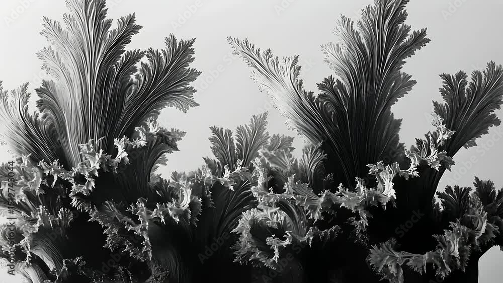 Poster monochrome fractal tree displaying complex patterns and geometric structures