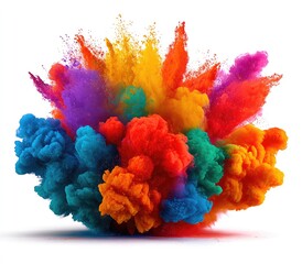 Colorful Powder Explosion Against White Background
