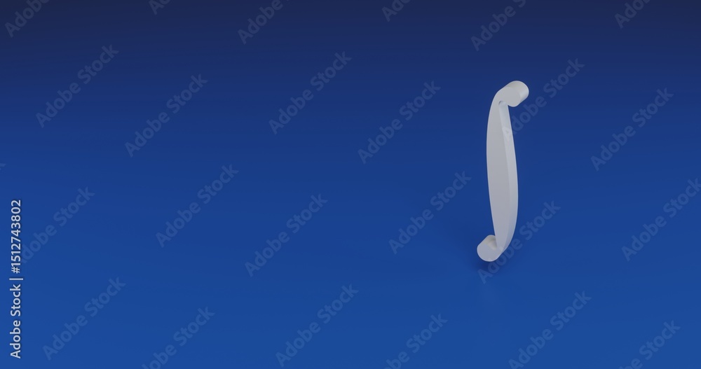 Poster isolated realistic white integral symbol with shadow. located on the right side of the scene. 3d ill
