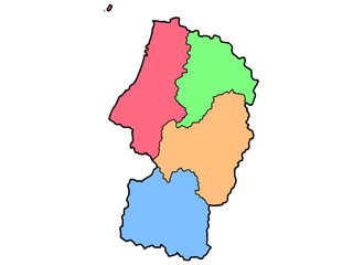 少しゆるい山形県地図 地域色分け 東北 東日本