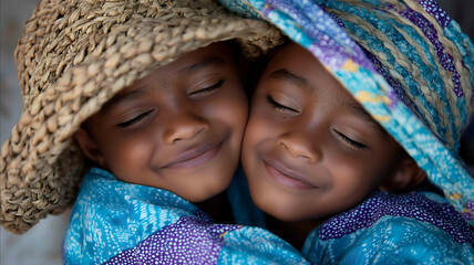 A carefree nap in the sun with sun hats covering smiling faces Working for the benefit of people using the copy space