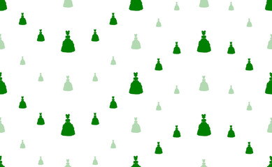 Seamless pattern of large and small green princess symbols. The elements are arranged in a wavy. Illustration on light green background