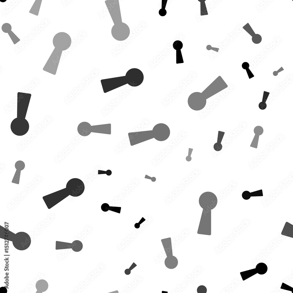Poster seamless vector pattern with keyhole symbols, creating a creative monochrome background with rotated