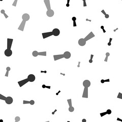 Seamless vector pattern with keyhole symbols, creating a creative monochrome background with rotated elements. Illustration on transparent background