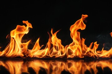 A striking image of tall, curling fire flames against a black background, capturing the essence of power and intensity