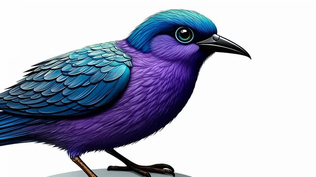 Artistic Rendering of a Bird with Stunning Blue and Purple Plumage Detail