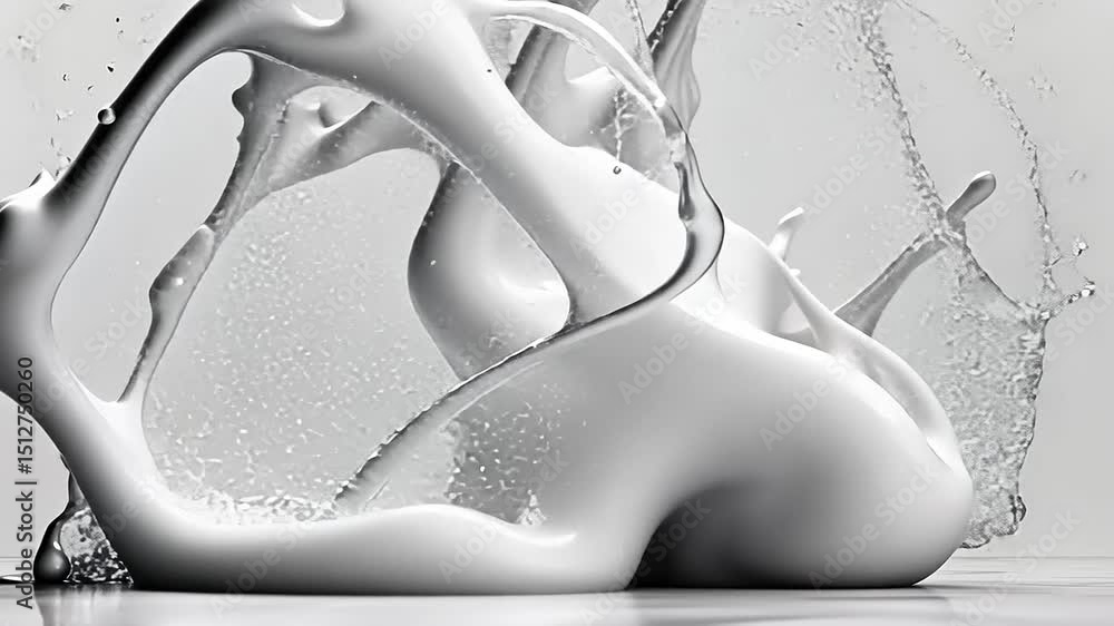 Aufkleber white liquid explodes in a dynamic splash creating elegant forms for product display
