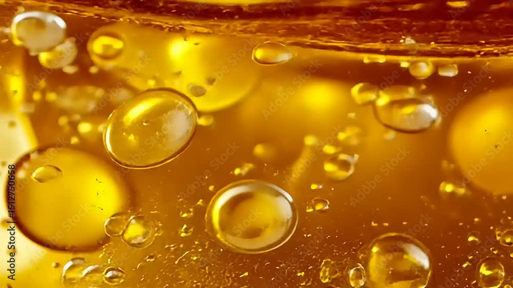 Aufkleber golden liquid texture with bubbles and reflections creating an elegant background