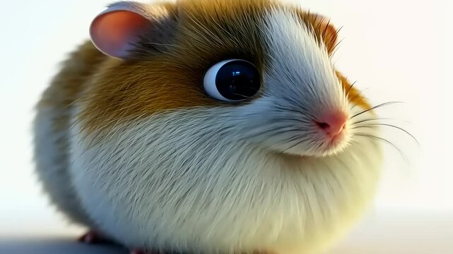 Captivating Close-Up of an Adorable Guinea Pig with Expressive Eyes on White Backdrop