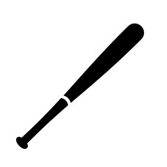 A black silhouette illustration of a baseball bat.