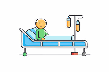 Elderly man recovering in hospital bed iv drip