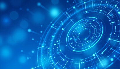 Obraz premium Abstract Blue Circular Design with Glowing Nodes and Lines