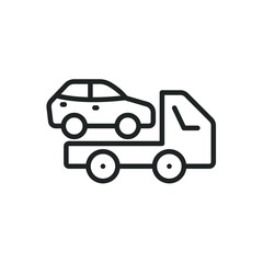 Car towing thin line icons. Editable stroke and Perfect pixel on transparent background