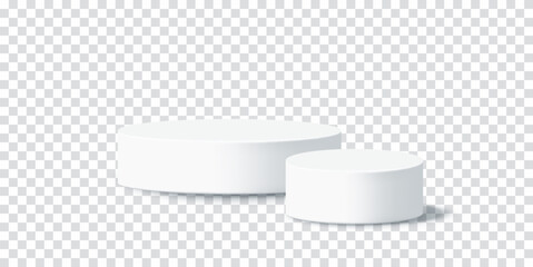 Organic skincare cream podium. Minimalist white 3D stage for natural beauty product packaging. Vector illustration set on transparent background