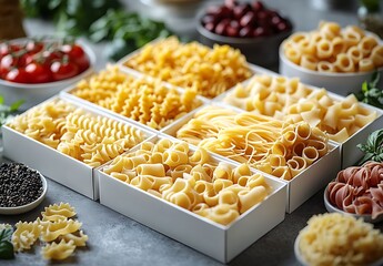 Pasta Mockup Diverse Shapes and Textures of Italian Pasta for Culinary Designs
