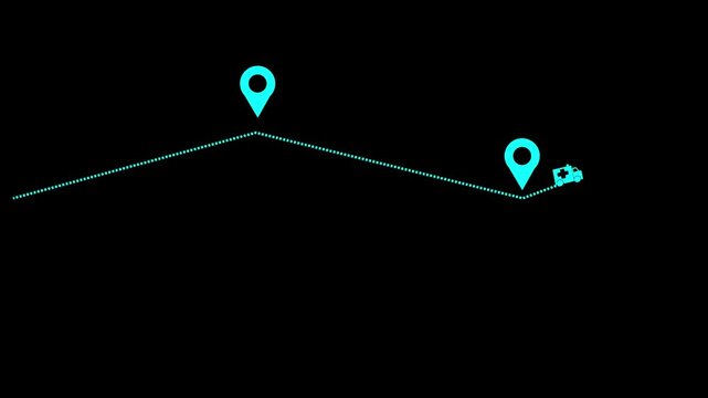 Route Optimization line icon, Route icon between two points with dotted path and location pin. Route location icon. 4k video