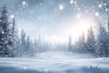 Snowy Winter Forest Landscape Background
