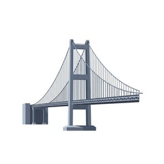 Fototapeta premium A gray suspension bridge on transparent background