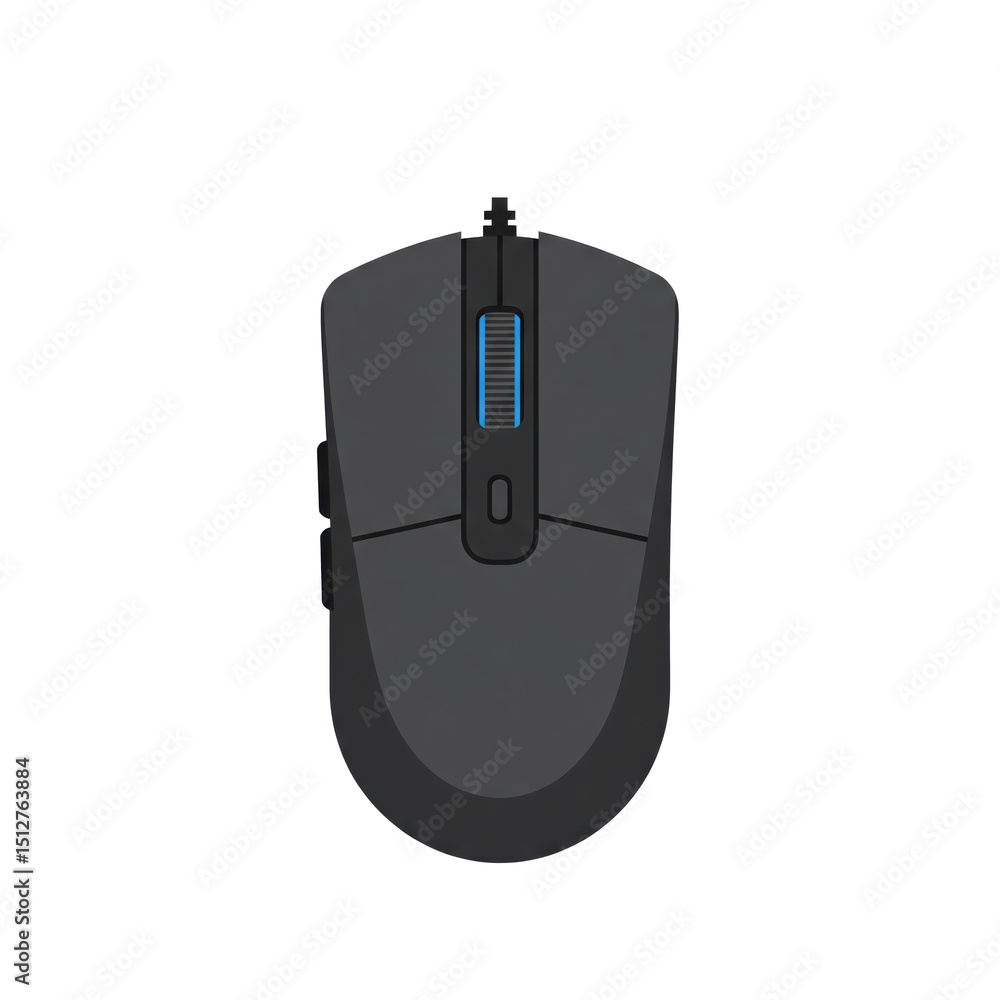 Poster a gray computer mouse top on transparent background