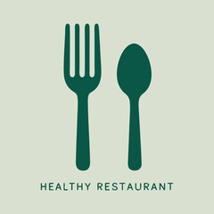 An elegant fork and spoon icon symbolizing health and wellness, perfect for a restaurant dedicated to serving fresh and healthy meals.