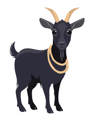Black Goat with Neck Rope
