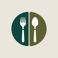 A vibrant fork and spoon logo design showcasing a fresh and healthy dining philosophy, suitable for a trendy food establishment.