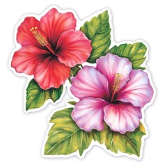Two Vibrant Hibiscus Flowers