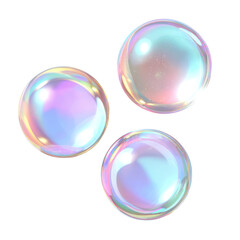 Holographic Pastel Bubble Set with Iridescent Glow on Transparent Background

