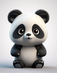 Obraz premium Chibi-Panda als 3D-Figur – niedliches Comic-Tier auf weißem Hintergrund