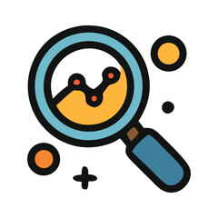Magnifying Glass with Data Chart Icon: Analysis & Insights
