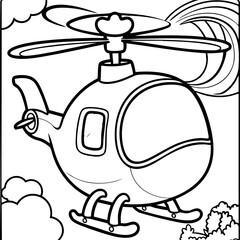 Fun and Easy Helicopter Flying in the Sky Coloring Page